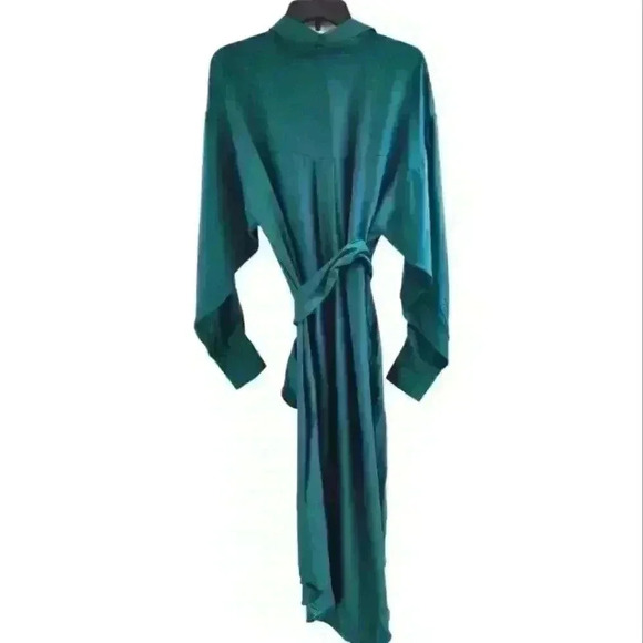 Gold Hawk Green Silk LA Loose Shirt One Pocket Convertible Dress Black Small. - Picture 6 of 9